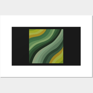 Green waves pattern Posters and Art